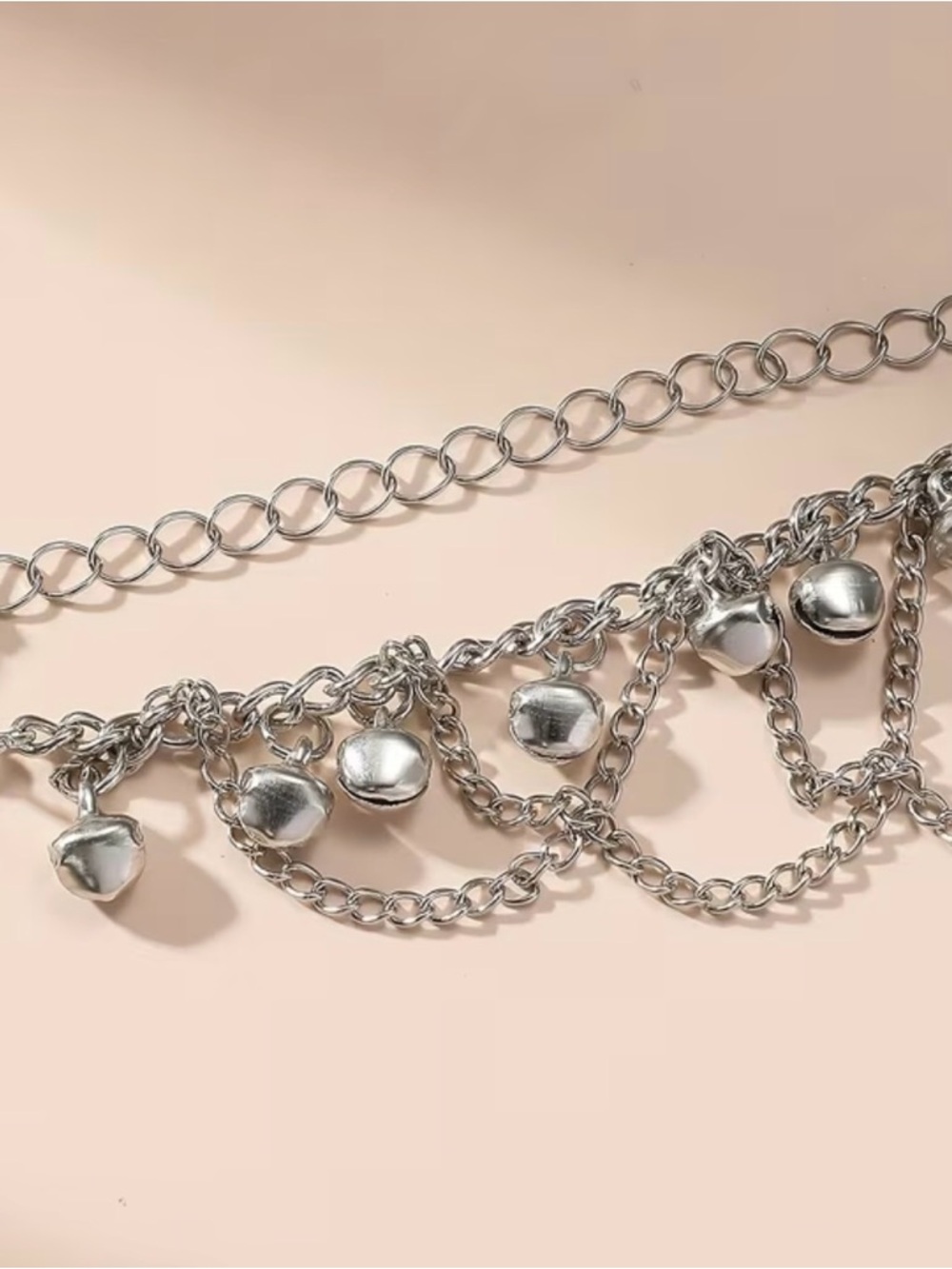Silver Dainty Bell Charm Anklet - Picture 3 of 5